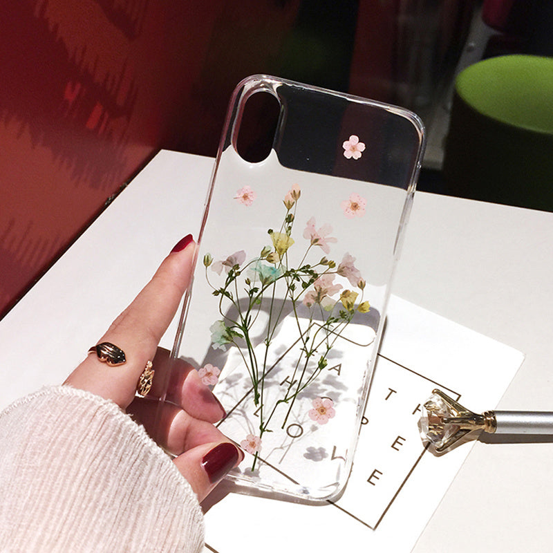 Compatible With Compatible With , Qianliyao Dried Real Flower Cases For I XR Case Handmade Clear Soft Back Cover For