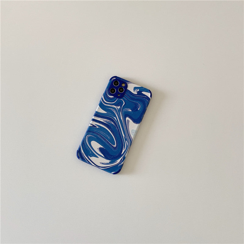 Compatible with Apple, Blue Splash Ink Oil Painting Is Suitable For Iphone11 12promax Mobile Phone Case