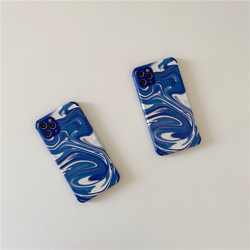 Compatible with Apple, Blue Splash Ink Oil Painting Is Suitable For Iphone11 12promax Mobile Phone Case