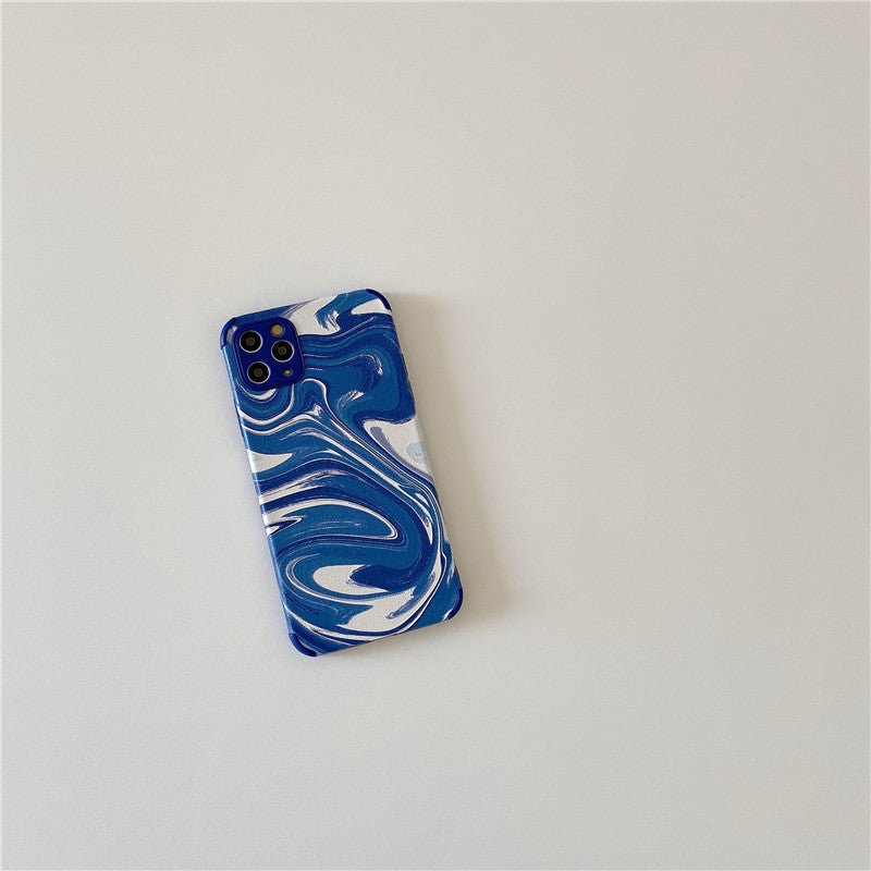 Compatible with Apple, Blue Splash Ink Oil Painting Is Suitable For Iphone11 12promax Mobile Phone Case