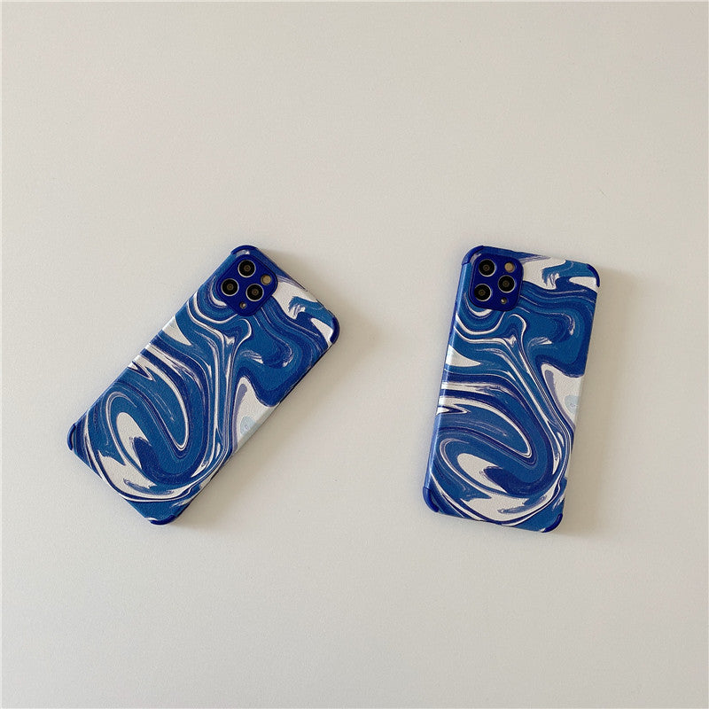 Compatible with Apple, Blue Splash Ink Oil Painting Is Suitable For Iphone11 12promax Mobile Phone Case