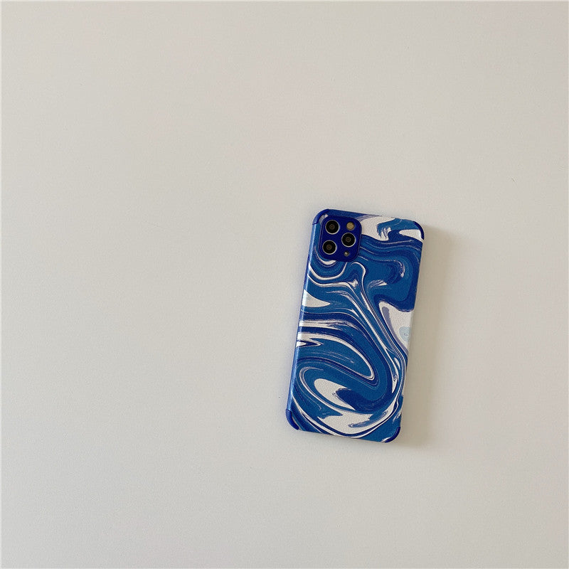Compatible with Apple, Blue Splash Ink Oil Painting Is Suitable For Iphone11 12promax Mobile Phone Case