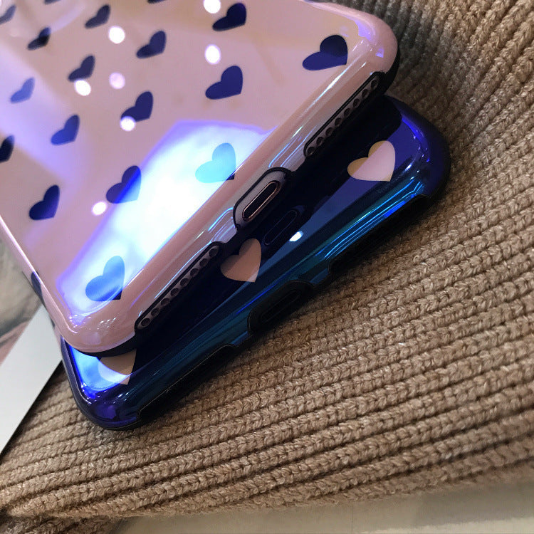 Blu-ray Laser Gradient Case For Love Heart Phone Cases For Glossy Soft Silicon Back Cover