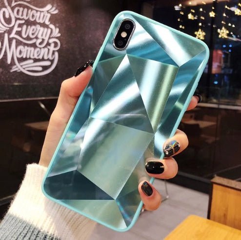 Compatible With Apple, Glitter Diamond Texture Case For X XS Max XR 7 Plus Mirror Acrylic Back Cover Cases For 6 S 7 8 Plus - Lumitria