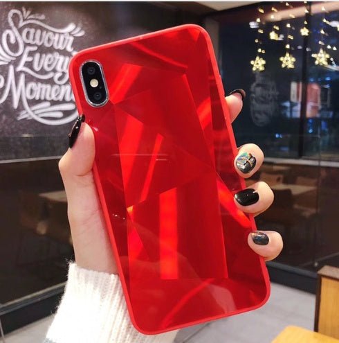 Compatible With Apple, Glitter Diamond Texture Case For X XS Max XR 7 Plus Mirror Acrylic Back Cover Cases For 6 S 7 8 Plus - Lumitria