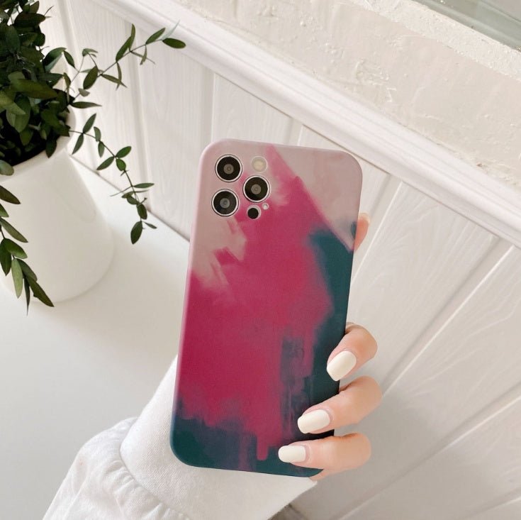 Compatible with Apple, Phone Case Oil Painting Gradient Geometry Soft Silicone Cases For iPhone 12 12Pro 11 Pro Max XR X 7 8Plus Abstract Cover - Lumitria