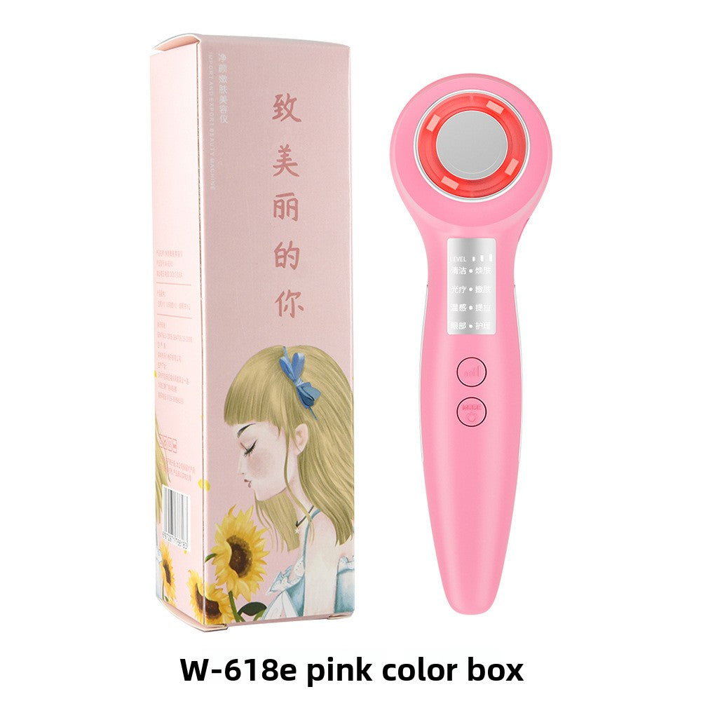 The beauty device cleans the face
