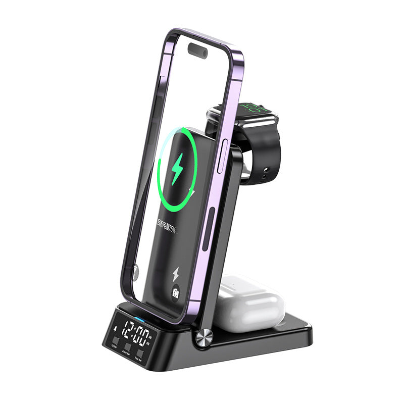 Foldable 3-in-1 Wireless Charger with Alarm Clock