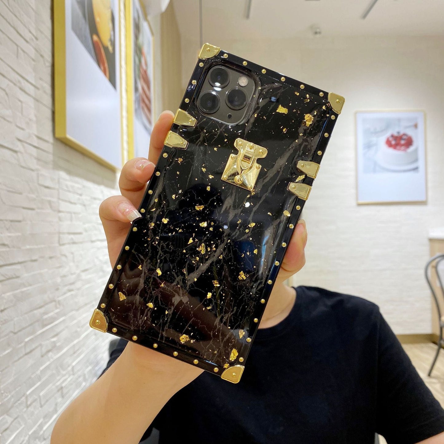 Gold foil drop gel mobile phone case - Lumitria