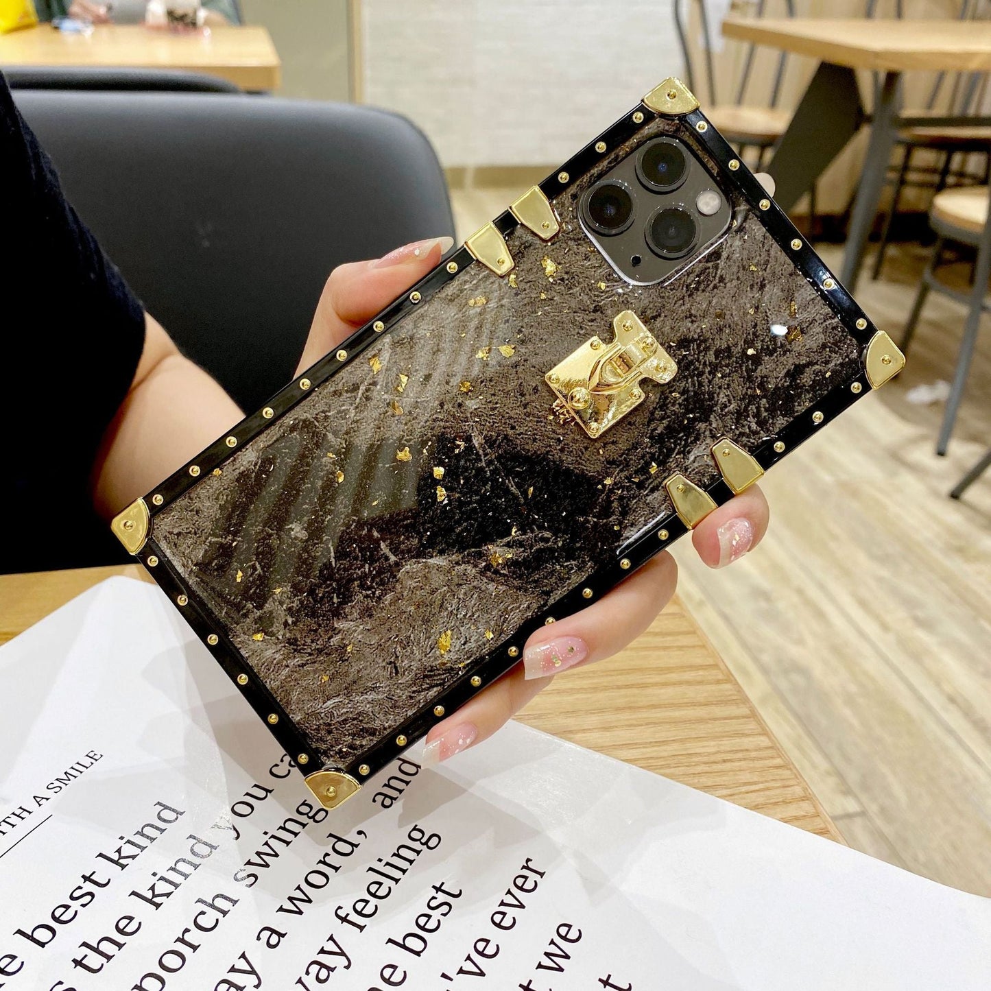 Gold foil drop gel mobile phone case - Lumitria