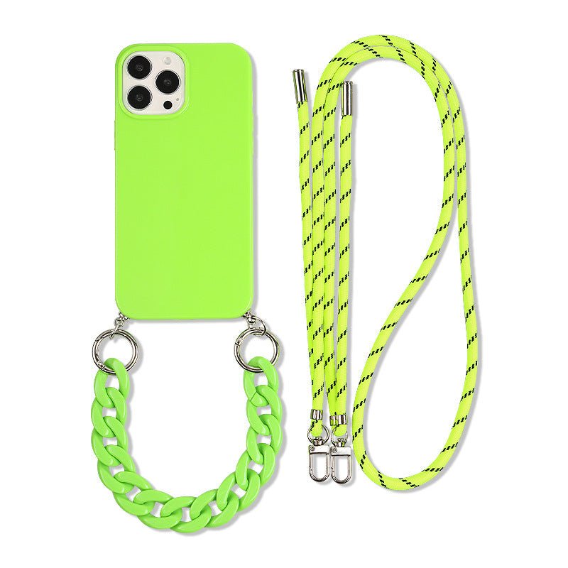Solid Color Crossbody Double Lanyard Protective Cover Solid Color All - inclusive Phone Case - Lumitria