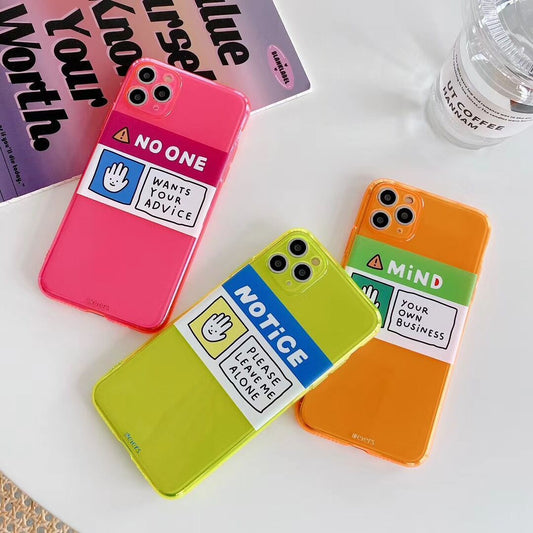 Simple letter fluorescent soft shell phone case