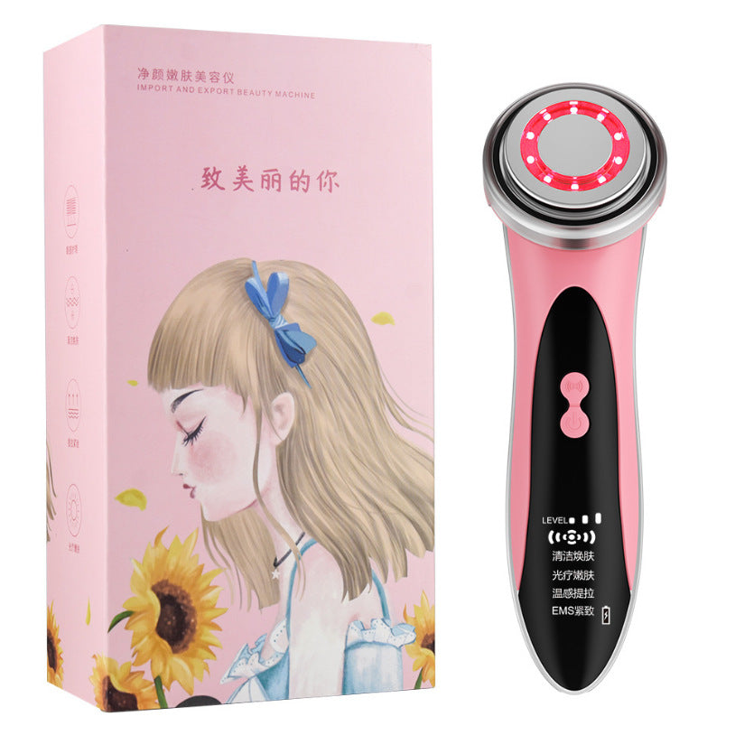 The beauty device cleans the face