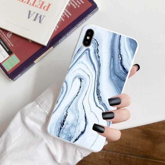 Compatible with Apple , Silicone Marble Anti Falling Soft Frosted Mobile Phone Case