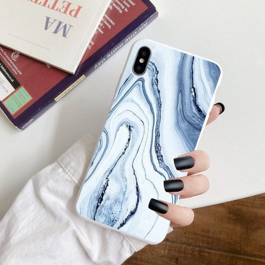 Compatible with Apple , Silicone Marble Anti Falling Soft Frosted Mobile Phone Case