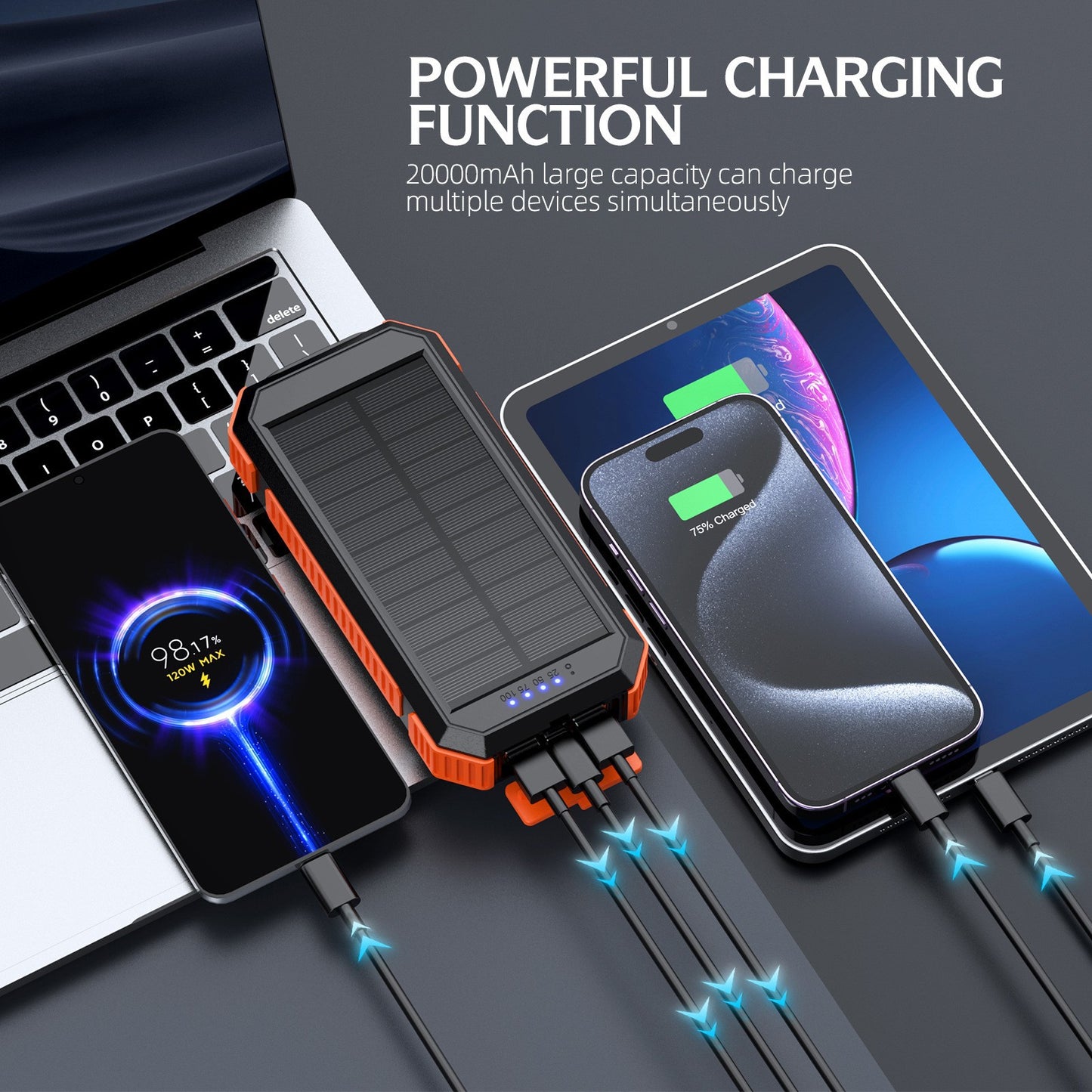 Magnetic 22.5W Solar Power Bank 20000Ma Solar Magnetic Wireless Charging Mobile Power