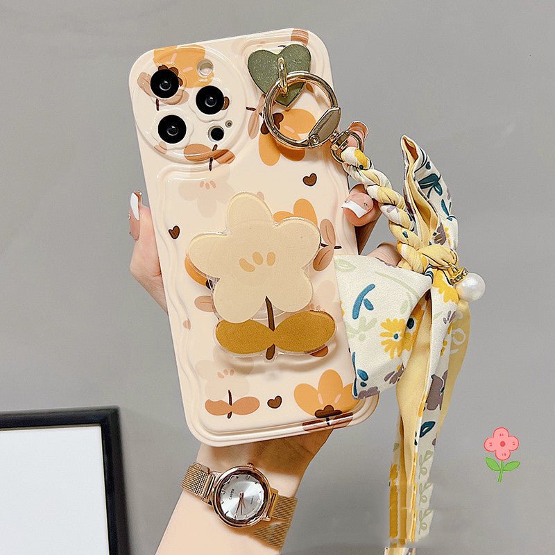 Autumn Leaves And Flowers With Bow Silk Scarf Phone Cases - Lumitria