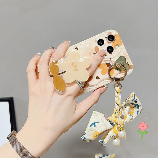 Autumn Leaves And Flowers With Bow Silk Scarf Phone Cases - Lumitria