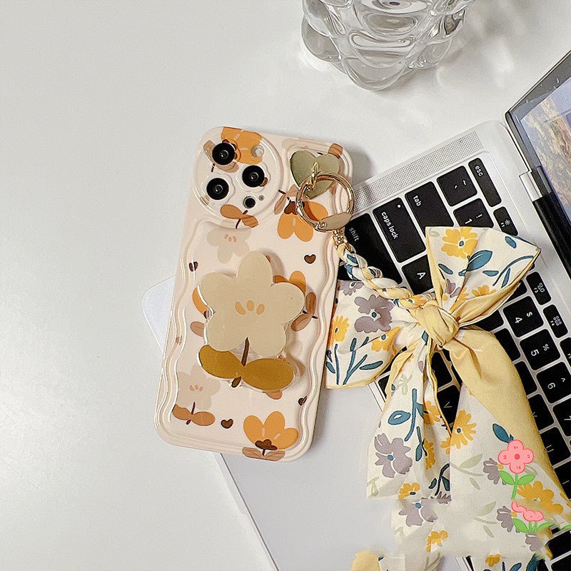 Autumn Leaves And Flowers With Bow Silk Scarf Phone Cases - Lumitria