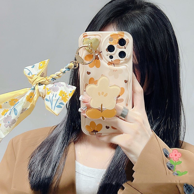 Autumn Leaves And Flowers With Bow Silk Scarf Phone Cases - Lumitria