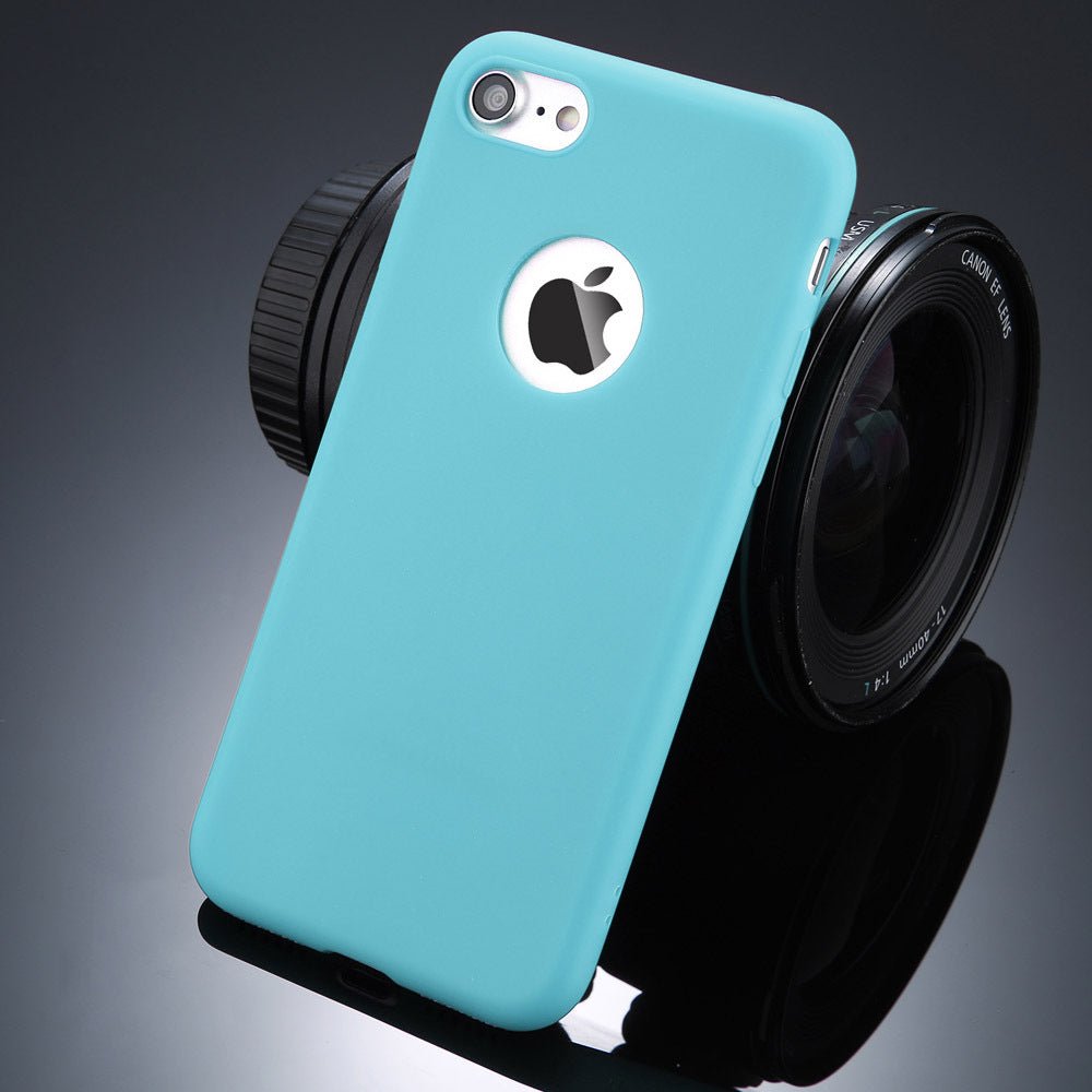 Compatible with Apple, Candy Color Phone Case For iPhone 7 Plus Plain Soft Silicon TPU Back Cover Cases For iPhoneX 7 6 6S Plus 5 5S SE Case Coque - Lumitria