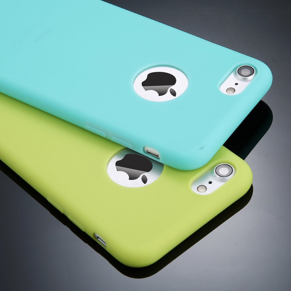 Compatible with Apple, Candy Color Phone Case For iPhone 7 Plus Plain Soft Silicon TPU Back Cover Cases For iPhoneX 7 6 6S Plus 5 5S SE Case Coque - Lumitria