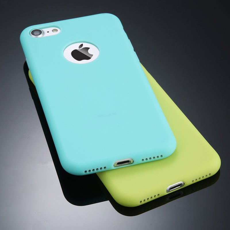 Compatible with Apple, Candy Color Phone Case For iPhone 7 Plus Plain Soft Silicon TPU Back Cover Cases For iPhoneX 7 6 6S Plus 5 5S SE Case Coque - Lumitria