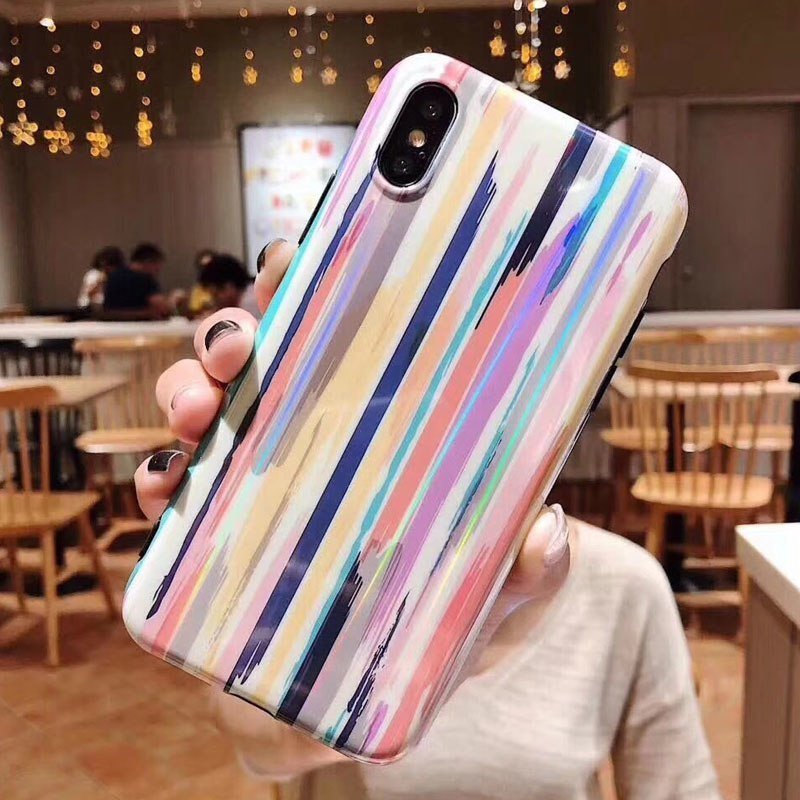 Compatible with Apple, Colorful Rainbow Case For iPhone XS Max XR X IMD Silicone Phone Cases For iPhone 7 6 6s 8 Plus Soft TPU Back Cover Coque - Lumitria