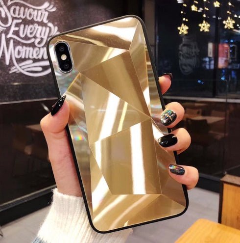 Compatible With Apple, Glitter Diamond Texture Case For X XS Max XR 7 Plus Mirror Acrylic Back Cover Cases For 6 S 7 8 Plus - Lumitria