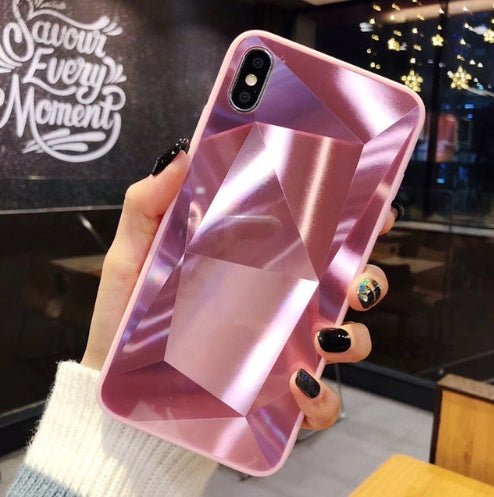 Compatible With Apple, Glitter Diamond Texture Case For X XS Max XR 7 Plus Mirror Acrylic Back Cover Cases For 6 S 7 8 Plus - Lumitria