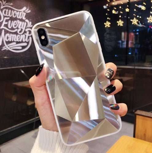 Compatible With Apple, Glitter Diamond Texture Case For X XS Max XR 7 Plus Mirror Acrylic Back Cover Cases For 6 S 7 8 Plus - Lumitria