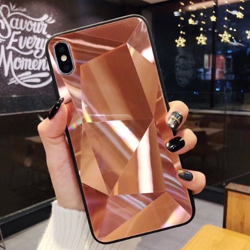 Compatible With Apple, Glitter Diamond Texture Case For X XS Max XR 7 Plus Mirror Acrylic Back Cover Cases For 6 S 7 8 Plus - Lumitria