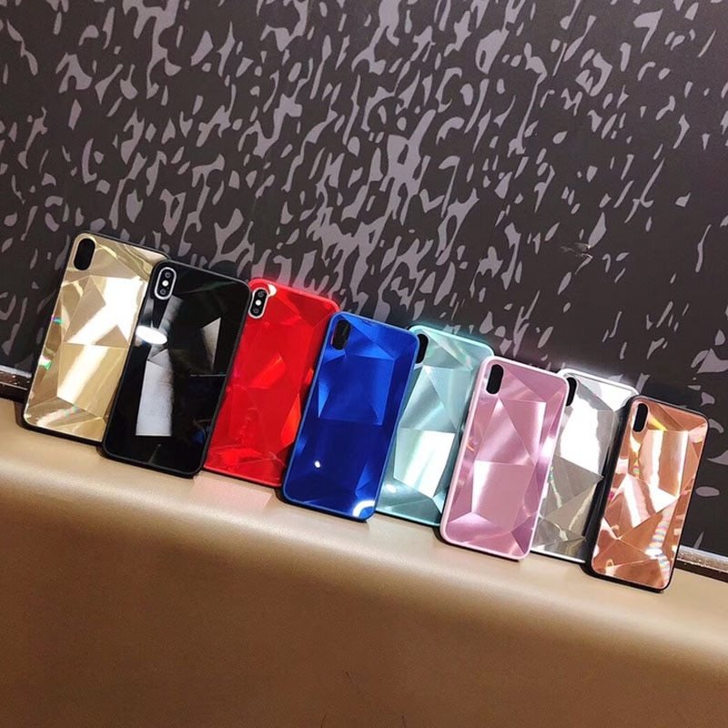 Compatible With Apple, Glitter Diamond Texture Case For X XS Max XR 7 Plus Mirror Acrylic Back Cover Cases For 6 S 7 8 Plus - Lumitria