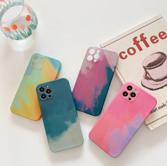 Compatible with Apple, Phone Case Oil Painting Gradient Geometry Soft Silicone Cases For iPhone 12 12Pro 11 Pro Max XR X 7 8Plus Abstract Cover - Lumitria