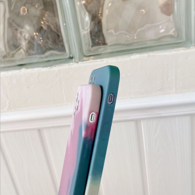 Compatible with Apple, Phone Case Oil Painting Gradient Geometry Soft Silicone Cases For iPhone 12 12Pro 11 Pro Max XR X 7 8Plus Abstract Cover - Lumitria