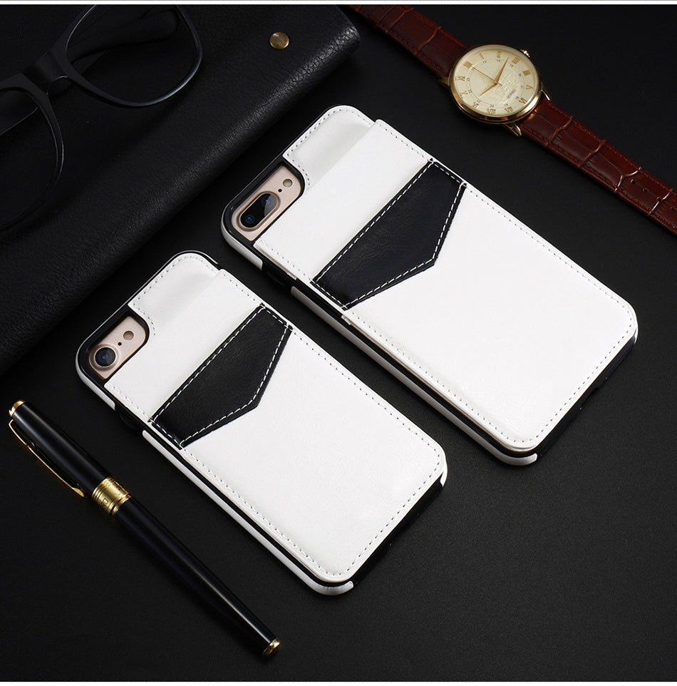 Compatible With Apple, Retro Leather Wallet Case For 8 7 6S 6 Plus Card Slot Holder Phone Cases - Lumitria