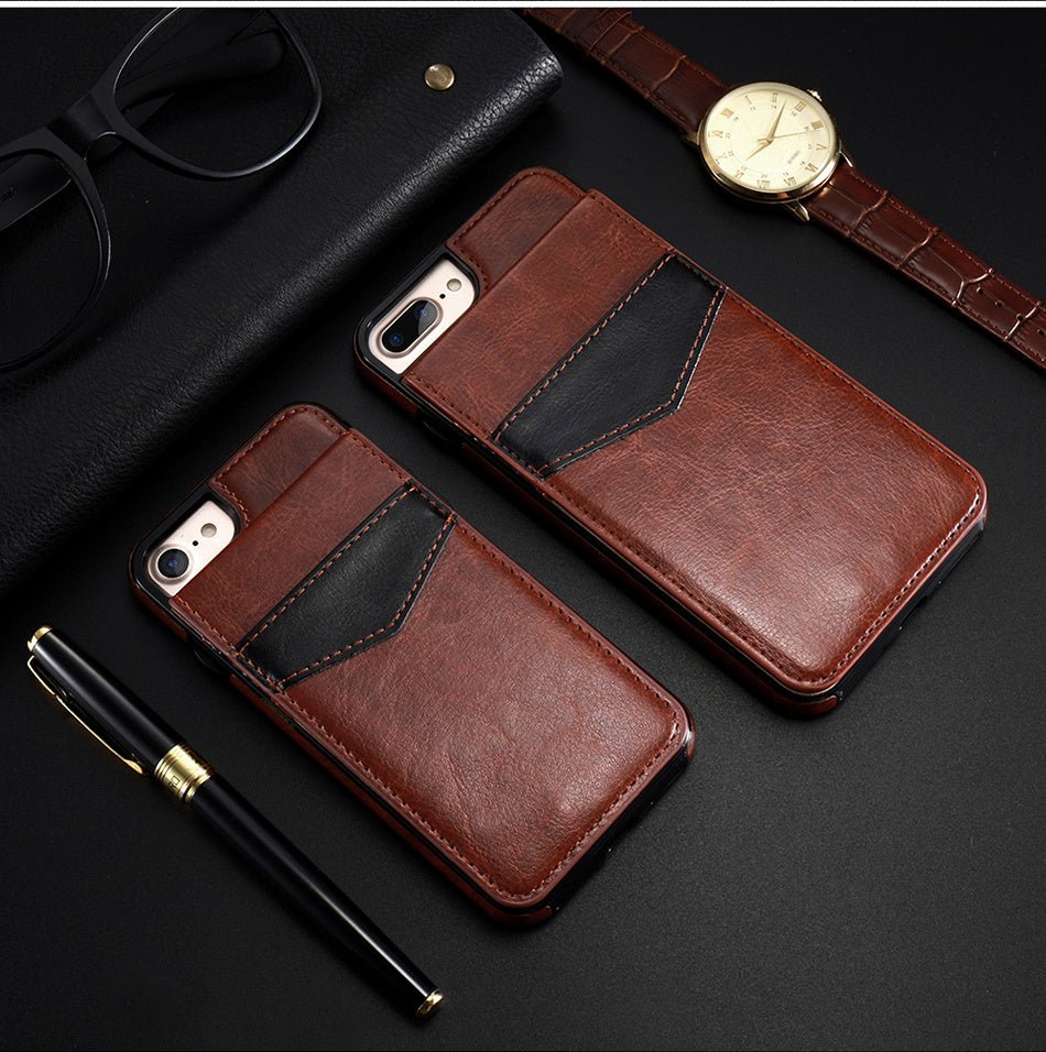 Compatible With Apple, Retro Leather Wallet Case For 8 7 6S 6 Plus Card Slot Holder Phone Cases - Lumitria