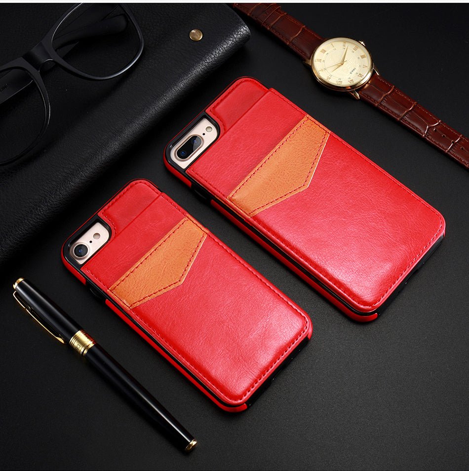 Compatible With Apple, Retro Leather Wallet Case For 8 7 6S 6 Plus Card Slot Holder Phone Cases - Lumitria