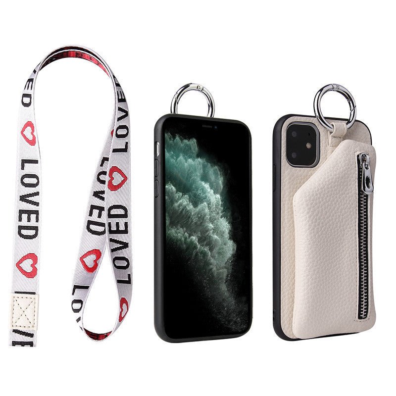 Compatible WithApple, Compatible WithApple , PU Leather Strap Cord Coin Purse Phone Cases ForiPhone XR X XS 12PRO 11 PRO MAX 7 8 PLUS SE Crossbody Neck Lanyard Wallet Cover - Lumitria