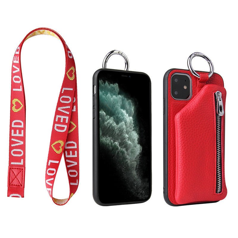 Compatible WithApple, Compatible WithApple , PU Leather Strap Cord Coin Purse Phone Cases ForiPhone XR X XS 12PRO 11 PRO MAX 7 8 PLUS SE Crossbody Neck Lanyard Wallet Cover - Lumitria