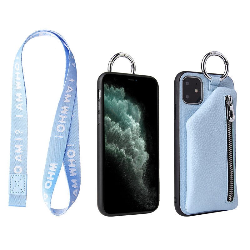 Compatible WithApple, Compatible WithApple , PU Leather Strap Cord Coin Purse Phone Cases ForiPhone XR X XS 12PRO 11 PRO MAX 7 8 PLUS SE Crossbody Neck Lanyard Wallet Cover - Lumitria