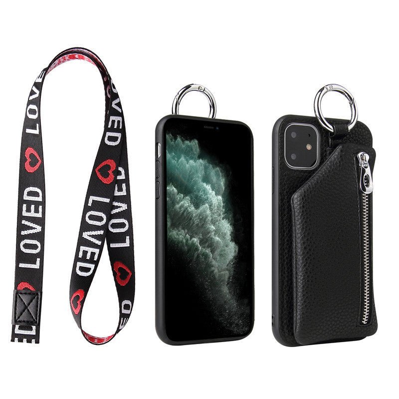 Compatible WithApple, Compatible WithApple , PU Leather Strap Cord Coin Purse Phone Cases ForiPhone XR X XS 12PRO 11 PRO MAX 7 8 PLUS SE Crossbody Neck Lanyard Wallet Cover - Lumitria