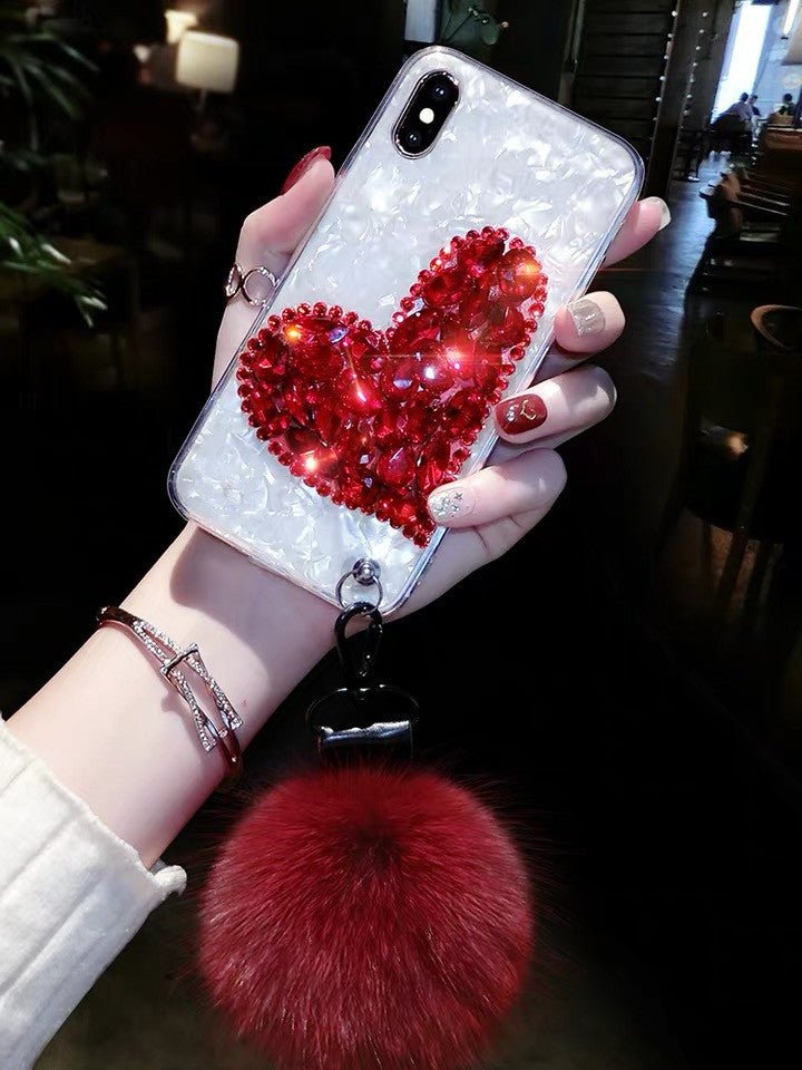 Heart Shape Rhinestone Phone Case - Lumitria