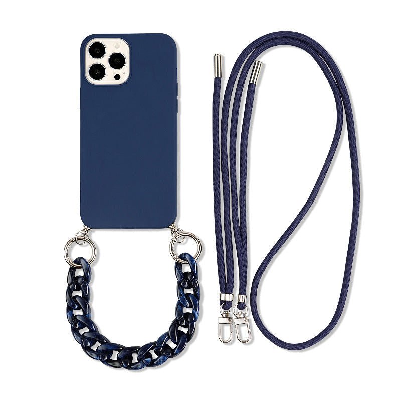 Solid Color Crossbody Double Lanyard Protective Cover Solid Color All - inclusive Phone Case - Lumitria