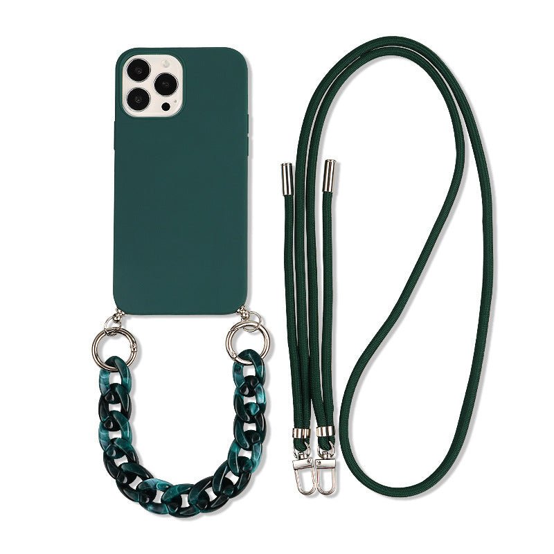 Solid Color Crossbody Double Lanyard Protective Cover Solid Color All - inclusive Phone Case - Lumitria