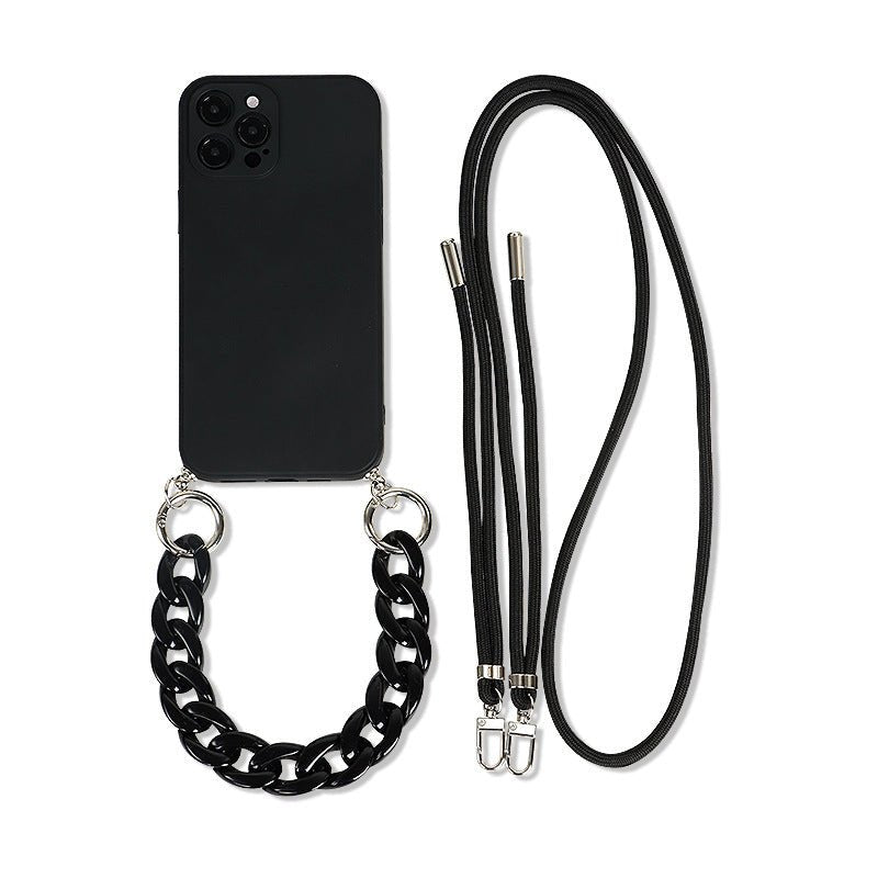 Solid Color Crossbody Double Lanyard Protective Cover Solid Color All - inclusive Phone Case - Lumitria