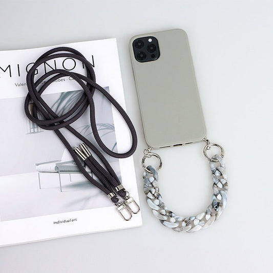 Solid Color Crossbody Double Lanyard Protective Cover Solid Color All - inclusive Phone Case - Lumitria
