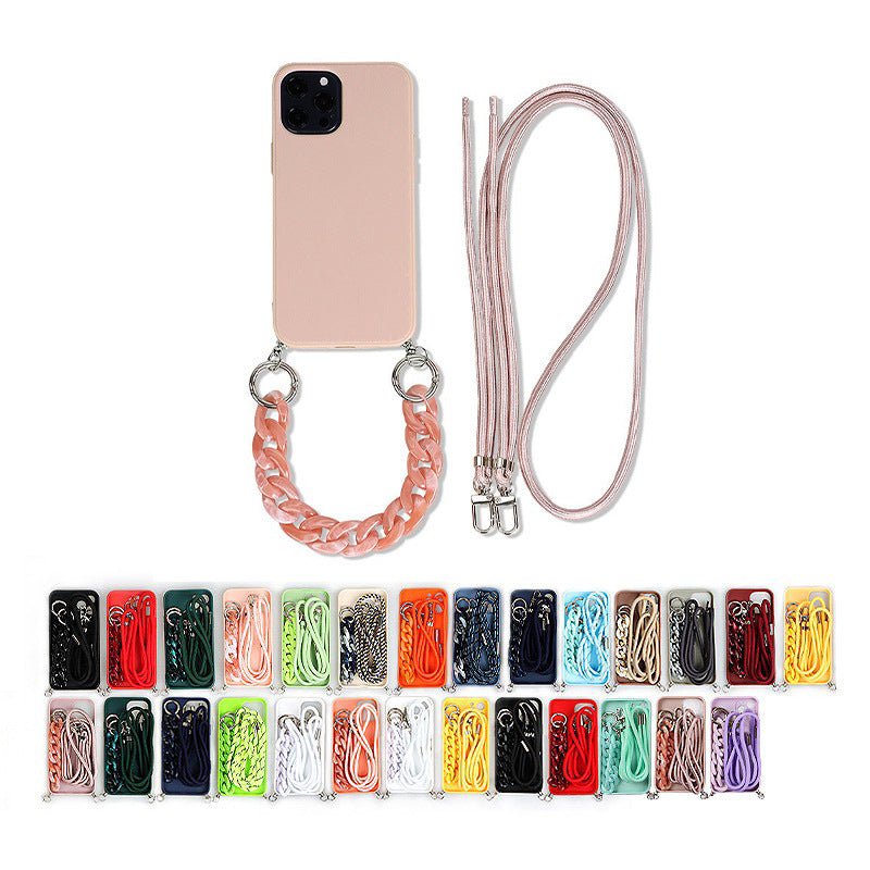 Solid Color Crossbody Double Lanyard Protective Cover Solid Color All - inclusive Phone Case - Lumitria